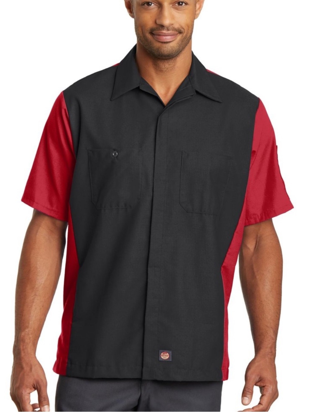 RED KAP Men’s Rip Stop Button Crew Shirt Short Sleeve Rockabilly Mechanic Medium